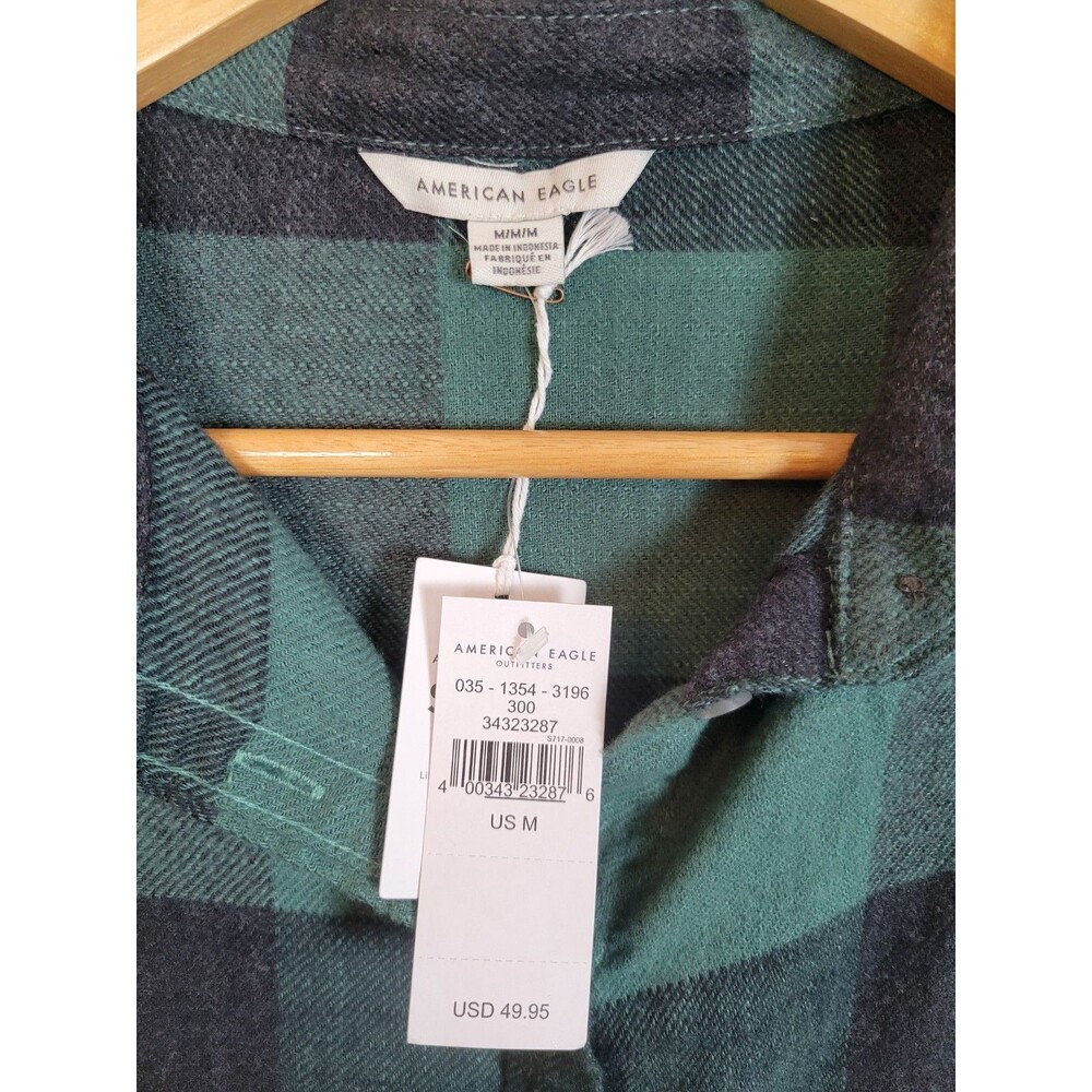 NWT American Eagle Womens Oversized Plaid Flannel Babydoll Top Size M - Picture 2 of 5
